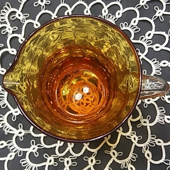 Vintage Amber Crackle Glass Pitcher - Picture 5 of 6
